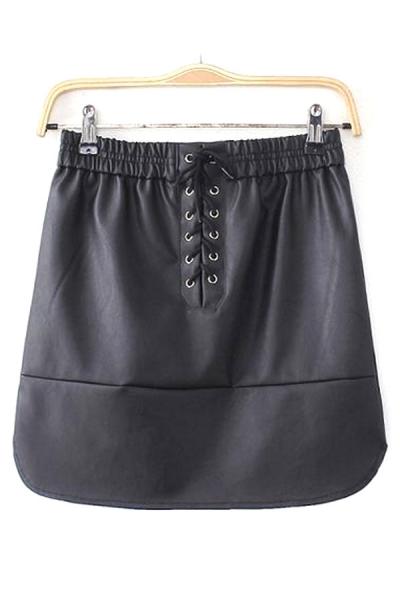 Oasap Sleek Pu Paneled Skirt