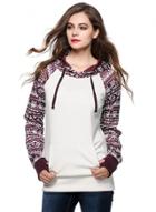 Oasap Geometric Print Sleeve Pullover Hoodie With Pockets