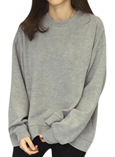 Oasap Women's Solid Color Pullover Batwing Sleeve Sweatshirt