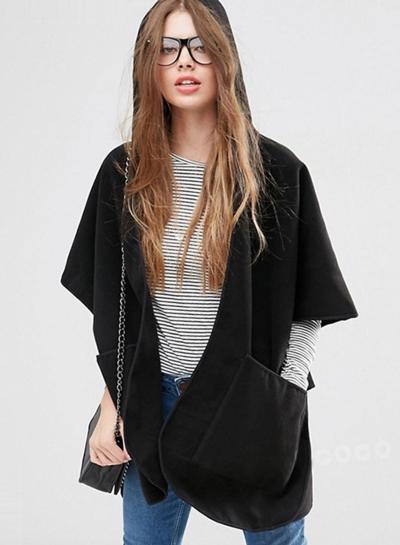 Oasap Cargo Pockets Half Sleeve Hooded Coat
