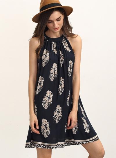 Oasap Halter Sleeveless Floral Printed Dresses