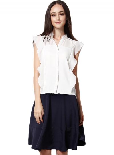 Oasap Chiffon Top Swing Skirt Matching Sets