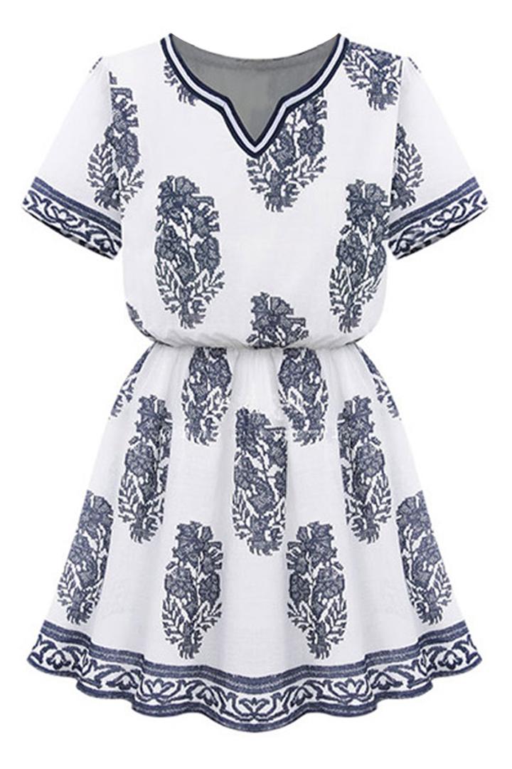 Oasap Demure Vintage Floral Mini Dress