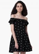 Oasap Off Shoulder Polka Dots Mini Dress