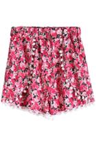 Oasap Chic Floral Trimmed Shorts