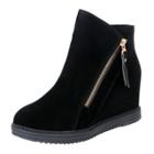 Oasap Solid Color Suede Side Ziper Ankle Boots