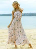 Oasap Hlater Floral Print Sleeveless Maxi Dress