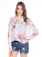 Oasap Long Sleeve Floral Print Pullover Blouse
