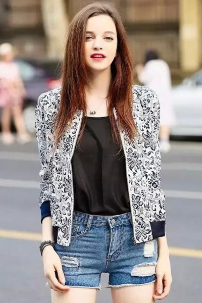 Oasap Vintage Floral Baseball Jacket