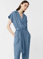 Oasap Fashion Short Sleeve Denim Jumpsuit With Belt