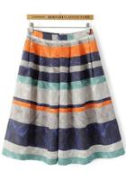 Oasap Colouful Stripe Pleated Skirt