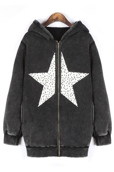 Oasap Star Wash Fleece Hoodie