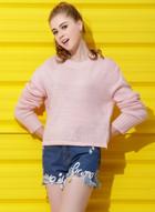Oasap Casual Solid Loose Fit Pullover Knit Sweater