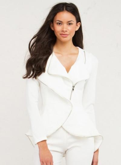 Oasap Women's Zip Front Turn Down Collar Asymmetric Coat