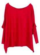 Oasap Women's Casual Solid Batwing Sleeve Pullover Knitted Sweater