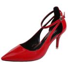 Oasap Pointed Toe Ankle Buckle Stiletto Patent Leather Pumps