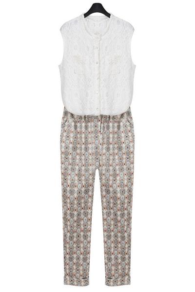 Oasap Crocheted Lace Circle Pattern Jumpsuits