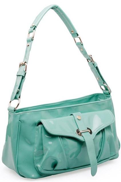Oasap Office Lady Glossy Shoulder Bag With Flap Pouch Pocket