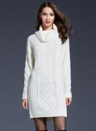 Oasap Fashion Cowl Neck Lonline Knit Sweater