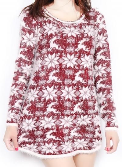 Oasap Snowflake Christmas Fair Isle Pullover Sweater