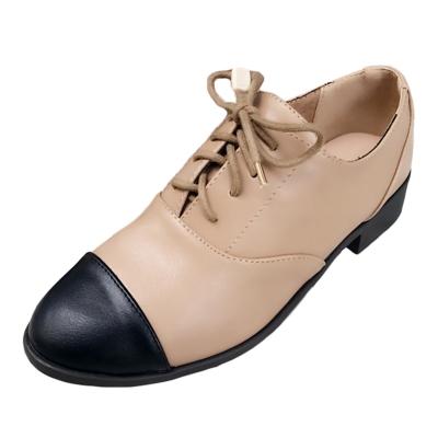 Oasap Block Heels Color Block Round Toe Lace Up Shoes