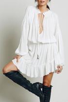 Oasap Fashion Elastic Waist Deep V Front Irregular Dress