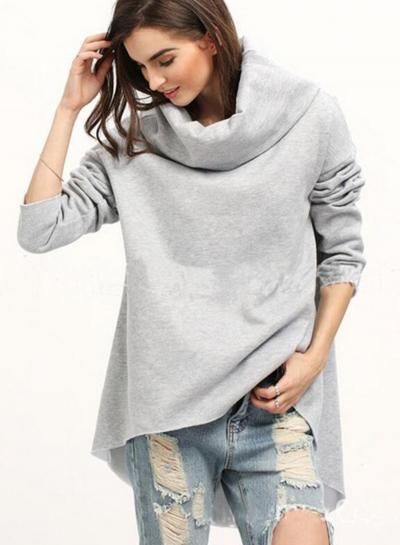 Oasap Fashion High Neck Loose Irreuglar Sweatshirt