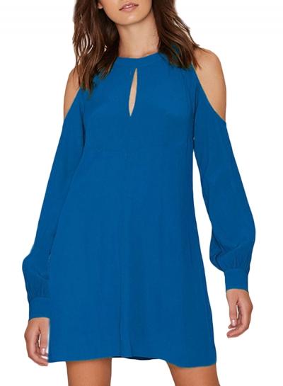 Oasap Women's Halter Long Sleeve Off Shoulder Backless Mini Dress