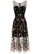 Oasap Sleeveless Floral Embroidery Maxi Prom Dress