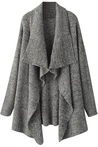 Oasap Elegant Heathered Shawl Collar Open Front Cardigan