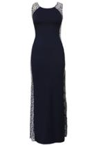 Oasap Navy Lace Side Maxi Dress With Fish Tail Detail