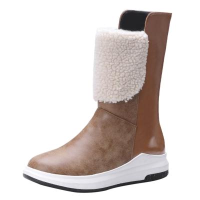 Oasap Round Toe Color Block Fold Down Snow Boots