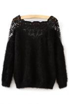 Oasap Charming Lace Paneled Pullover Sweater
