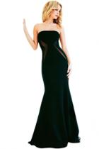 Oasap Elegant Strapless Mesh Highlight Party Black Evening Dress