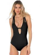 Oasap Fashion Deep V Neck Backless One Piece Slim Fit Swimsuit