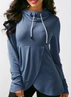 Oasap Long Sleeve Splicing Solid Color Pullover Hoodie