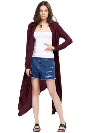 Oasap Fashion Long Sleeve Open Front Irregular Coat