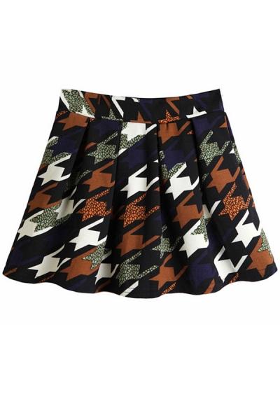 Oasap Houndstooth A-line Skirt