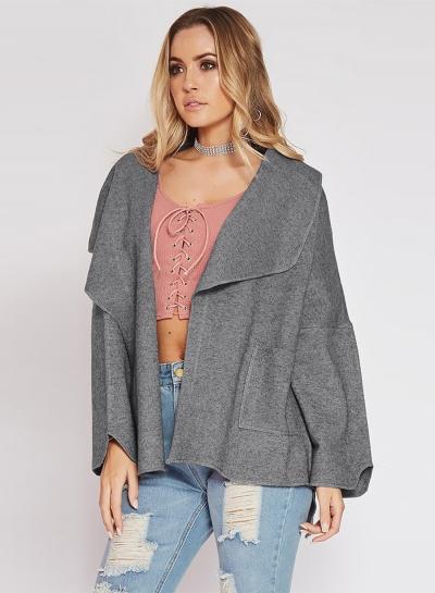 Oasap Fashion Batwing Sleeve Open Front Irreuglar Coat