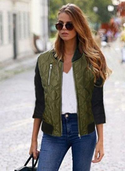 Oasap Stand Collar Long Sleeve Cotton Paded Jackets