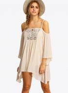 Oasap Lace Panel Spaghetti Strap Slash Neck Dress
