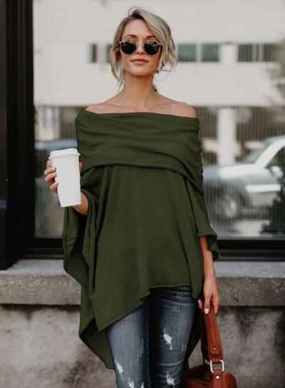 Oasap Fashion Off Shoulder Irregular Loose Fit Tee