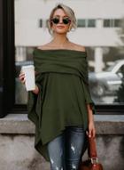 Oasap Fashion Off Shoulder Irregular Loose Fit Tee