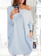 Oasap Off Shoulder Long Sleeve Solid Sweaters