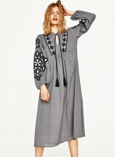 Oasap Vintage Loose Dress With Lantern Sleeves