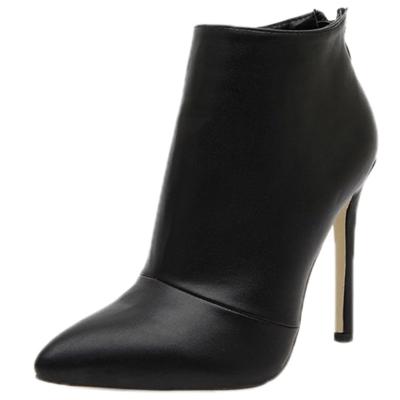 Oasap Women's Pointed Toe Back Zipper Stiletto Heels Pu Ankle Boots