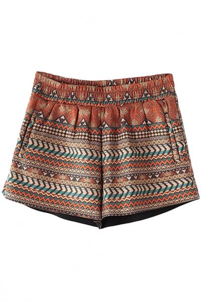 Oasap Chic Stripe Pattern Elastic Waist Shorts