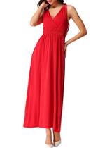 Oasap Women Stylish Lace Crochet Trim Sleeveless Slim Fit Maxi Dress