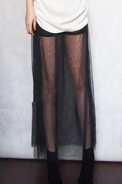 Oasap Sexy Black Mesh Skirt