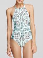 Oasap Floral Printed Halter Sleeveless Backless Slim Fit Swimsuit
